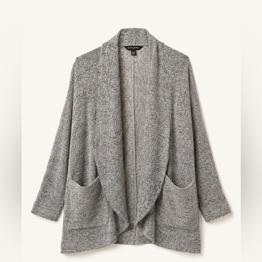 Banana Republic Petite XS/S Gray Marled Draped Cardigan Cotton Viscose Sweater